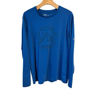 Columbia T Shirt Mens Medium Blue Long Sleeve Mountain